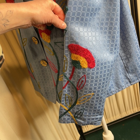 ALEX KIN- EMBROIDERED FLORAL BLAZER OR COAT SIZE LARGE RETRO STYLE - VINTAGE - Picture 10 of 14